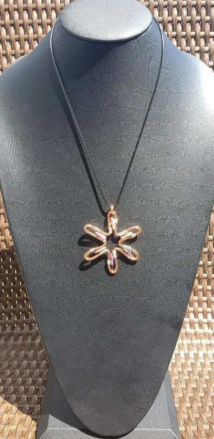 Handmade Sunshine Pendant Necklace With Purple Charoite - Copper