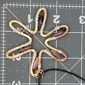 Handmade Sunshine Pendant Necklace With Purple Charoite - Copper