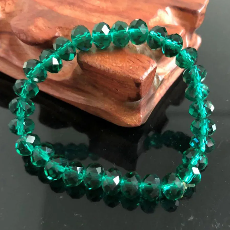 Handmade Women's Rhinestone Glass Crystal Beaded Round Beads Stretch Bracelet Femme Bangle Bracelets Girl Wrap Jewelry