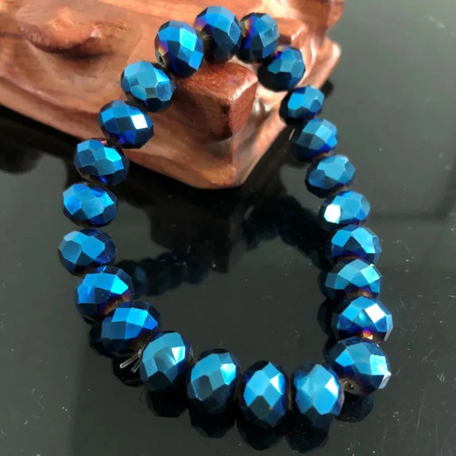 Handmade Women's Rhinestone Glass Crystal Beaded Round Beads Stretch Bracelet Femme Bangle Bracelets Girl Wrap Jewelry