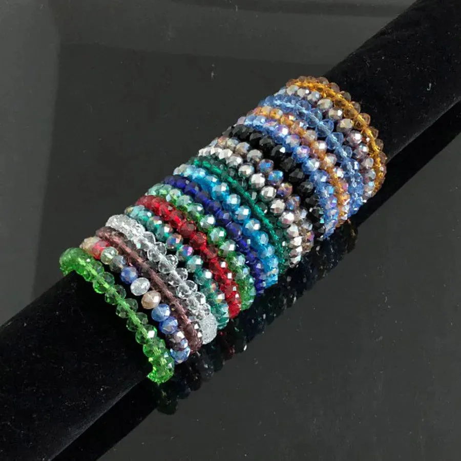 Handmade Women's Rhinestone Glass Crystal Beaded Round Beads Stretch Bracelet Femme Bangle Bracelets Girl Wrap Jewelry