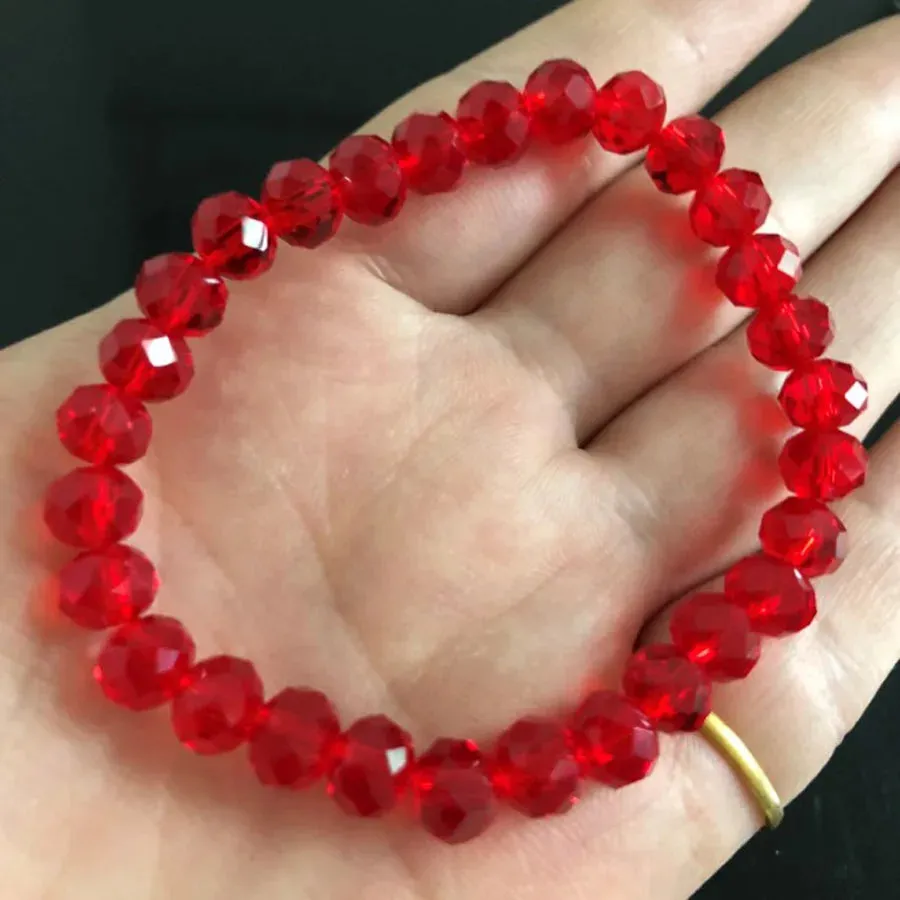 Handmade Women's Rhinestone Glass Crystal Beaded Round Beads Stretch Bracelet Femme Bangle Bracelets Girl Wrap Jewelry