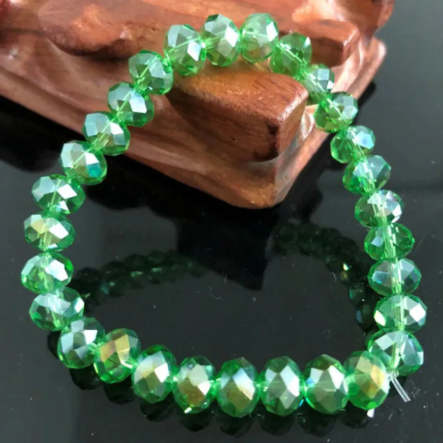 Handmade Women's Rhinestone Glass Crystal Beaded Round Beads Stretch Bracelet Femme Bangle Bracelets Girl Wrap Jewelry
