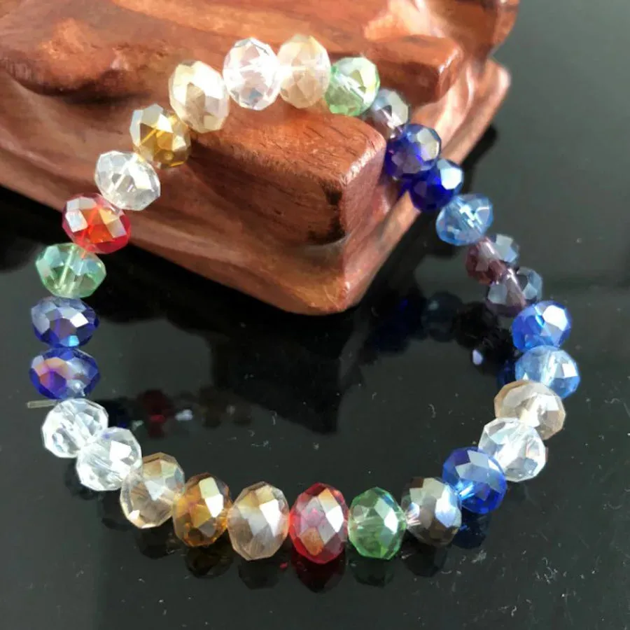 Handmade Women's Rhinestone Glass Crystal Beaded Round Beads Stretch Bracelet Femme Bangle Bracelets Girl Wrap Jewelry