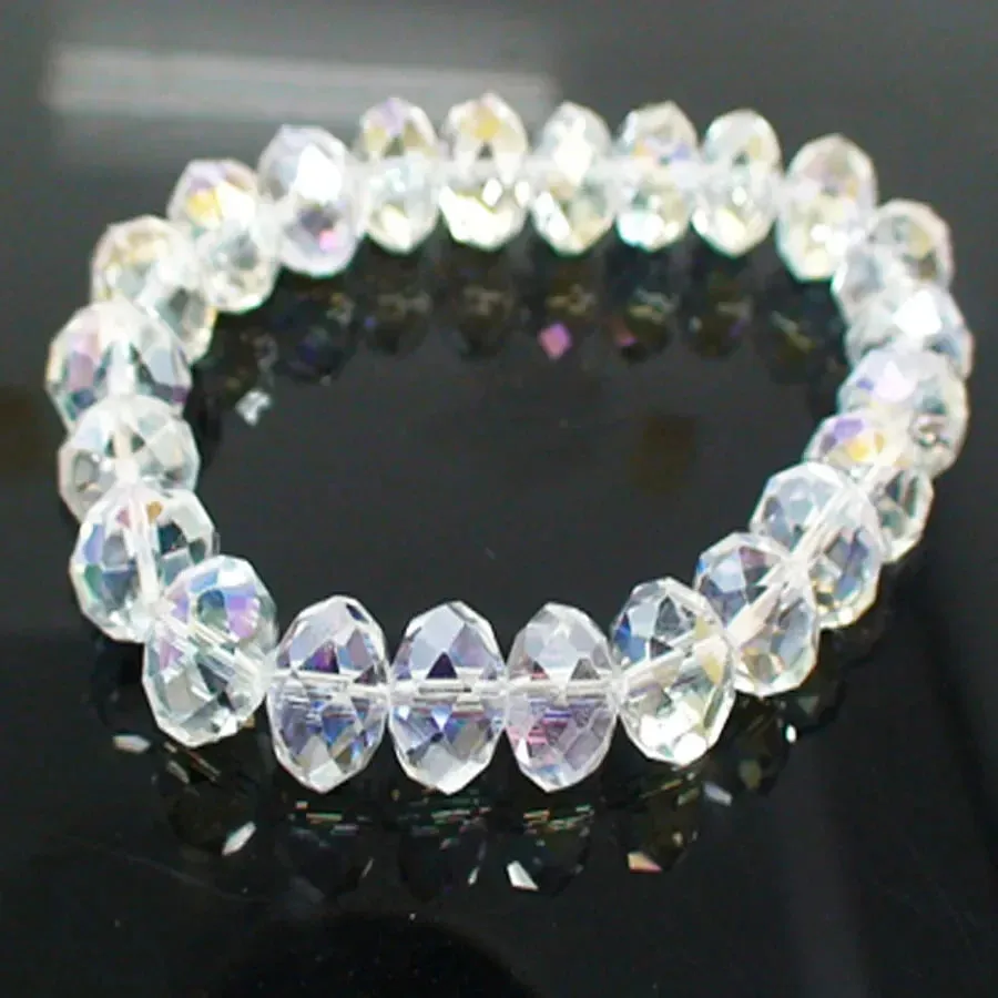 Handmade Women's Rhinestone Glass Crystal Beaded Round Beads Stretch Bracelet Femme Bangle Bracelets Girl Wrap Jewelry