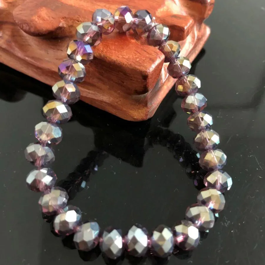 Handmade Women's Rhinestone Glass Crystal Beaded Round Beads Stretch Bracelet Femme Bangle Bracelets Girl Wrap Jewelry