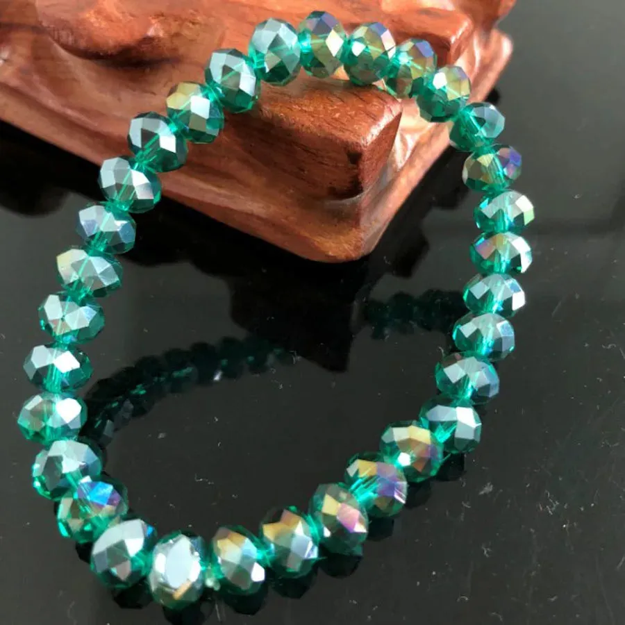 Handmade Women's Rhinestone Glass Crystal Beaded Round Beads Stretch Bracelet Femme Bangle Bracelets Girl Wrap Jewelry