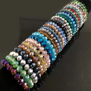 Handmade Women's Rhinestone Glass Crystal Beaded Round Beads Stretch Bracelet Femme Bangle Bracelets Girl Wrap Jewelry