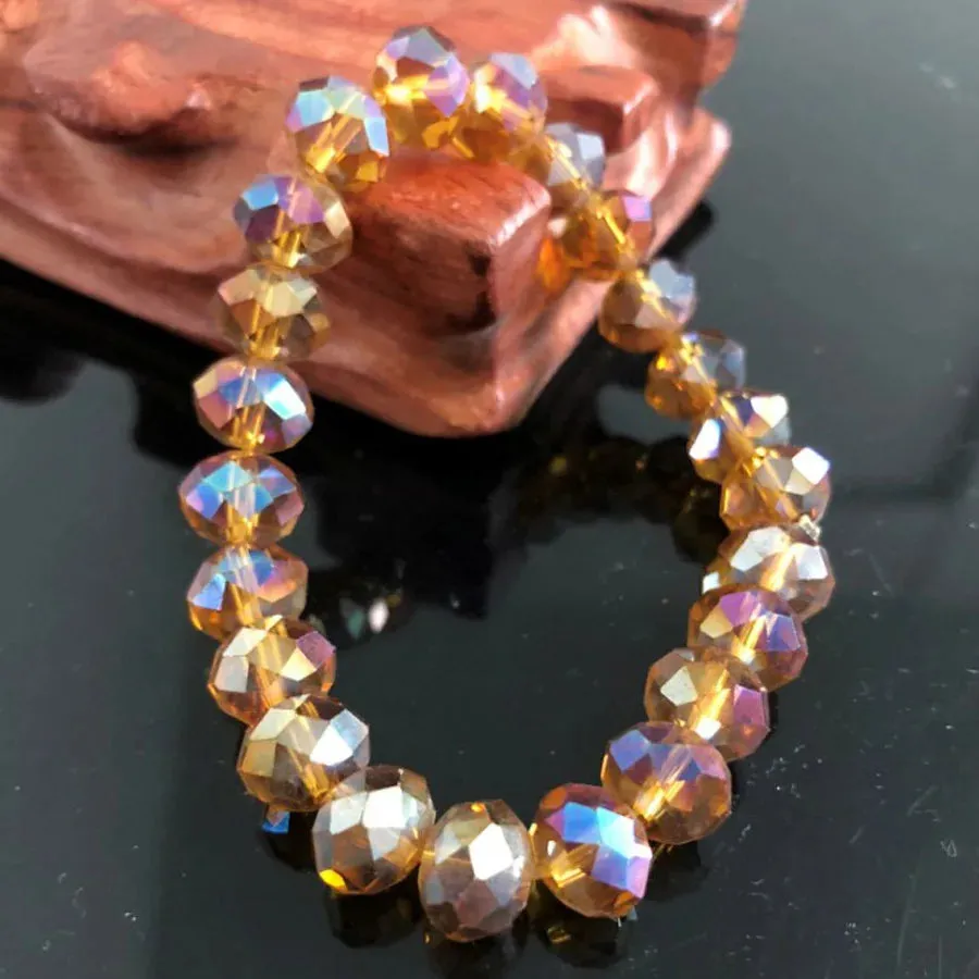 Handmade Women's Rhinestone Glass Crystal Beaded Round Beads Stretch Bracelet Femme Bangle Bracelets Girl Wrap Jewelry