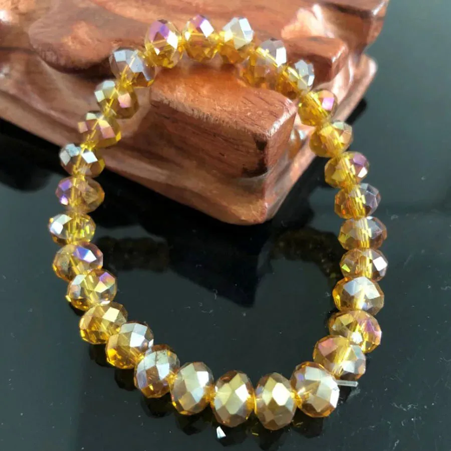 Handmade Women's Rhinestone Glass Crystal Beaded Round Beads Stretch Bracelet Femme Bangle Bracelets Girl Wrap Jewelry