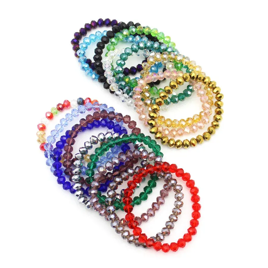 Handmade Women's Rhinestone Glass Crystal Beaded Round Beads Stretch Bracelet Femme Bangle Bracelets Girl Wrap Jewelry