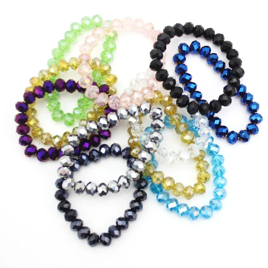 Handmade Women's Rhinestone Glass Crystal Beaded Round Beads Stretch Bracelet Femme Bangle Bracelets Girl Wrap Jewelry