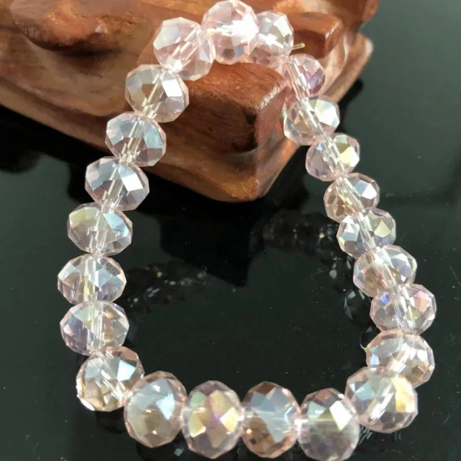 Handmade Women's Rhinestone Glass Crystal Beaded Round Beads Stretch Bracelet Femme Bangle Bracelets Girl Wrap Jewelry