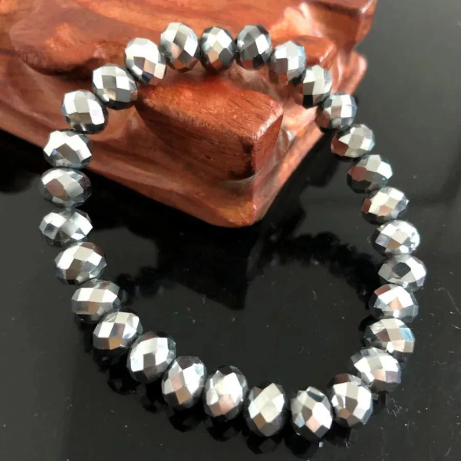 Handmade Women's Rhinestone Glass Crystal Beaded Round Beads Stretch Bracelet Femme Bangle Bracelets Girl Wrap Jewelry