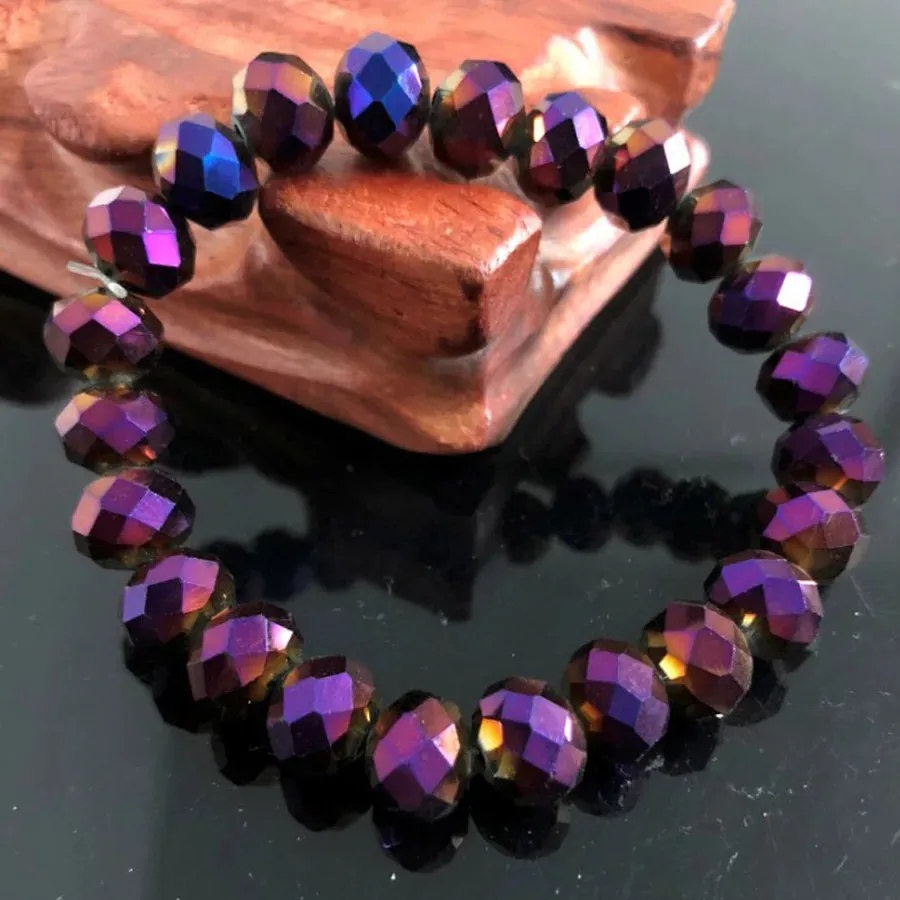 Handmade Women's Rhinestone Glass Crystal Beaded Round Beads Stretch Bracelet Femme Bangle Bracelets Girl Wrap Jewelry