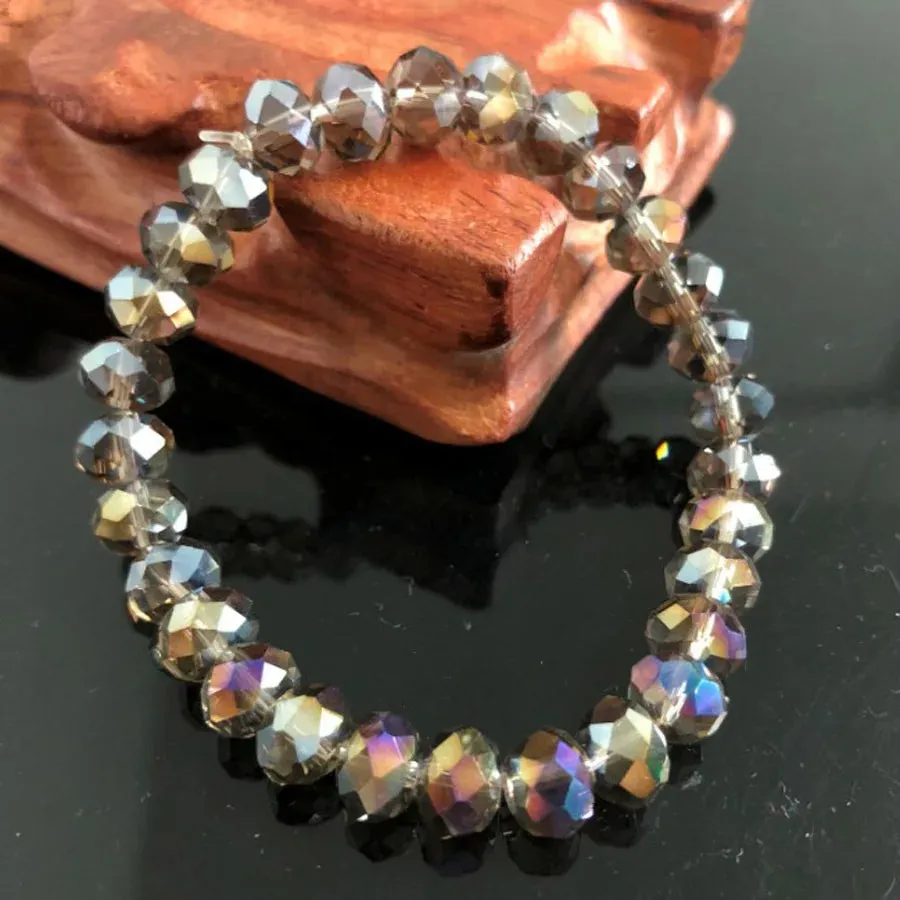 Handmade Women's Rhinestone Glass Crystal Beaded Round Beads Stretch Bracelet Femme Bangle Bracelets Girl Wrap Jewelry
