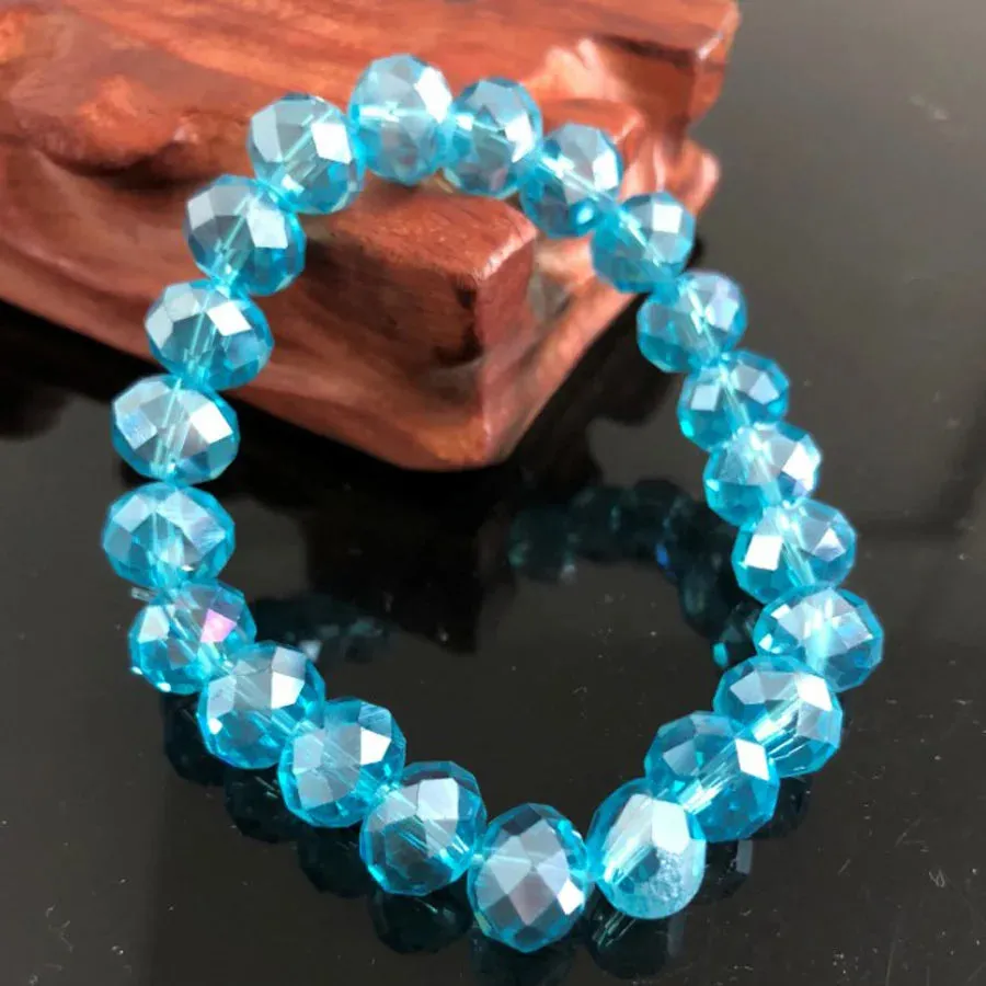 Handmade Women's Rhinestone Glass Crystal Beaded Round Beads Stretch Bracelet Femme Bangle Bracelets Girl Wrap Jewelry