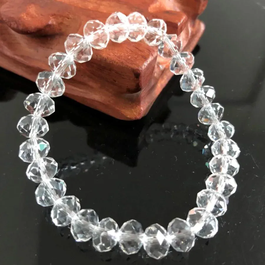 Handmade Women's Rhinestone Glass Crystal Beaded Round Beads Stretch Bracelet Femme Bangle Bracelets Girl Wrap Jewelry