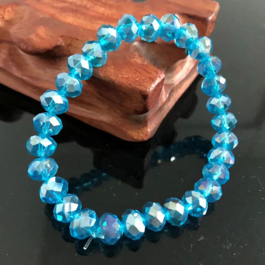 Handmade Women's Rhinestone Glass Crystal Beaded Round Beads Stretch Bracelet Femme Bangle Bracelets Girl Wrap Jewelry