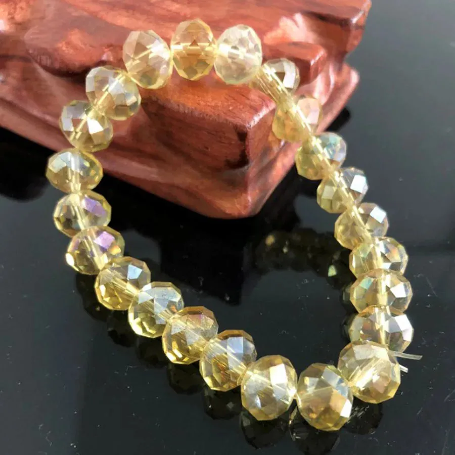 Handmade Women's Rhinestone Glass Crystal Beaded Round Beads Stretch Bracelet Femme Bangle Bracelets Girl Wrap Jewelry