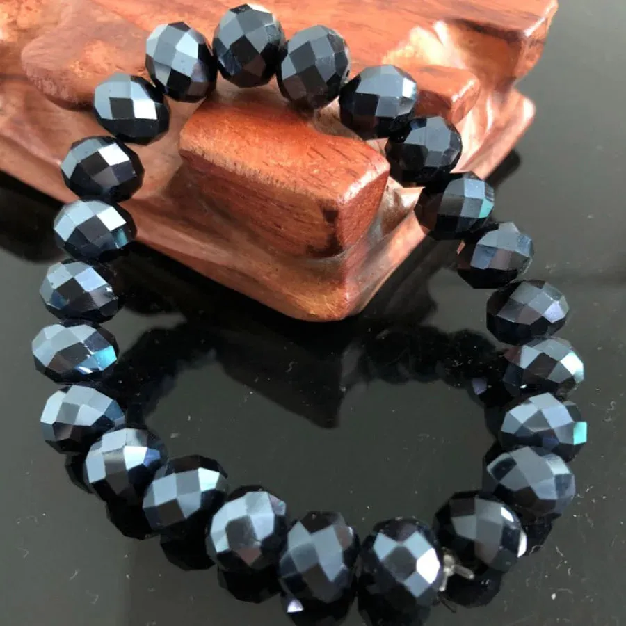 Handmade Women's Rhinestone Glass Crystal Beaded Round Beads Stretch Bracelet Femme Bangle Bracelets Girl Wrap Jewelry
