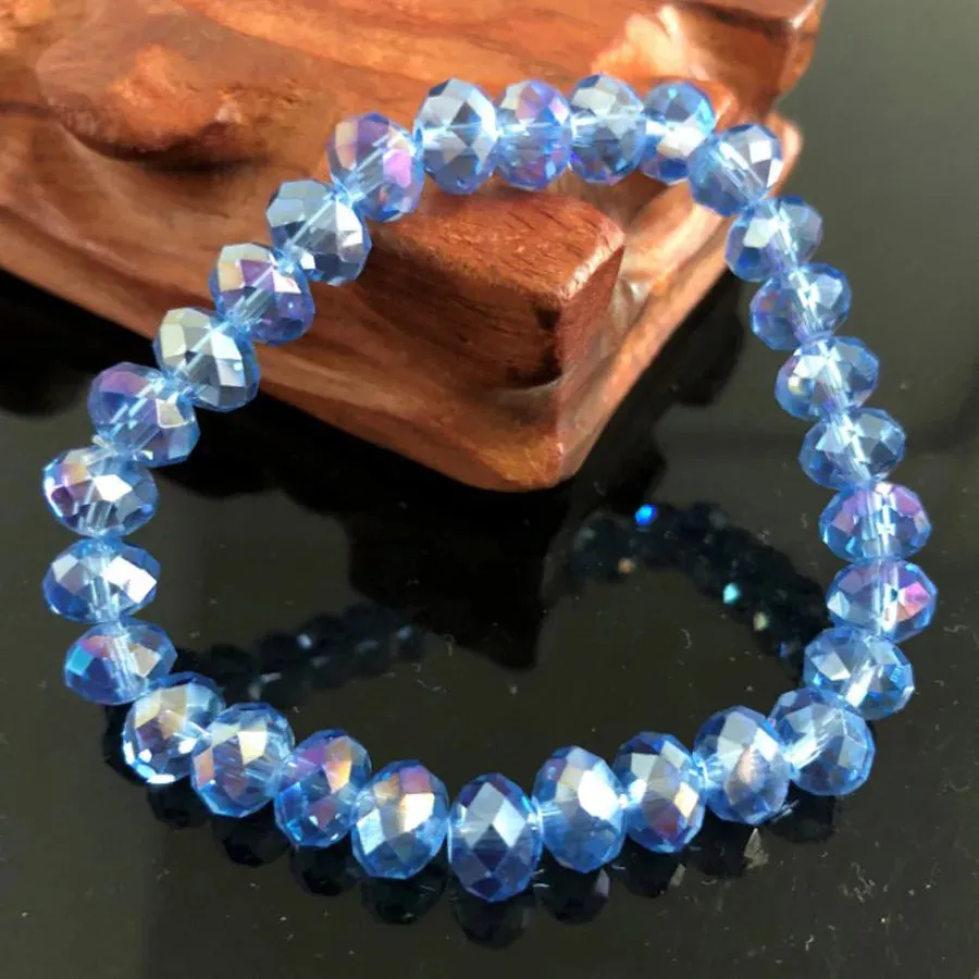Handmade Women's Rhinestone Glass Crystal Beaded Round Beads Stretch Bracelet Femme Bangle Bracelets Girl Wrap Jewelry