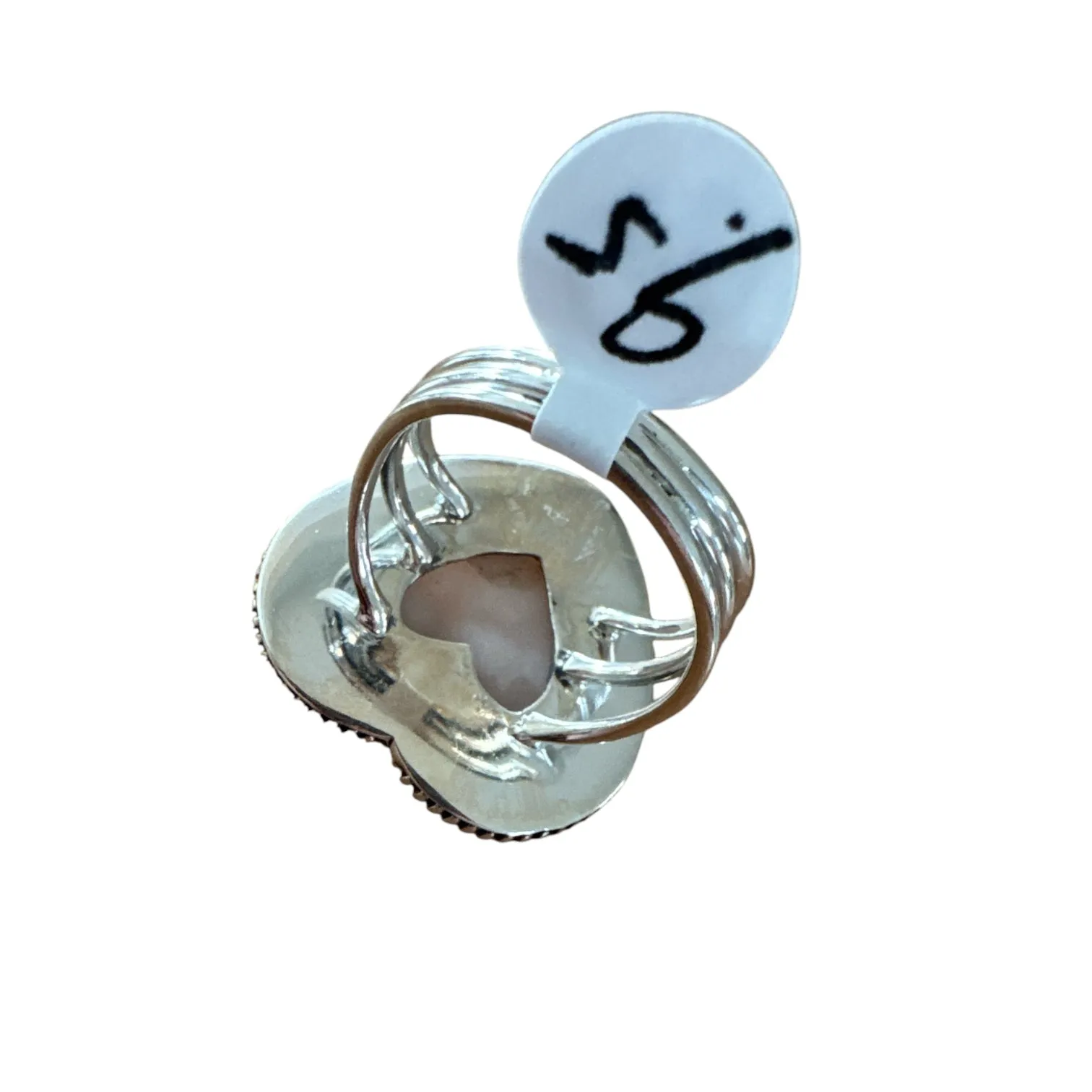 HEART Natrolite Solid 925 Sterling Silver Ring 9.5