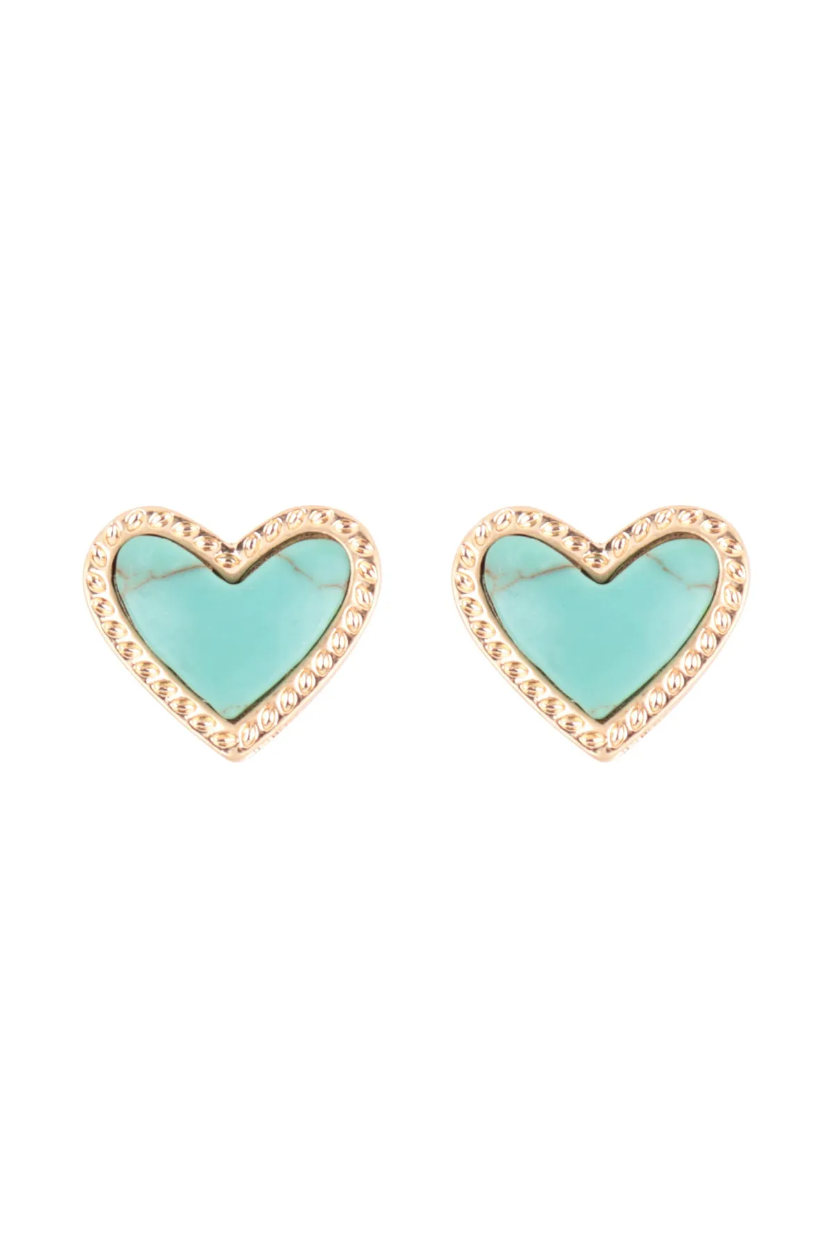 HEART NATURALS STONE STUD EARRINGS