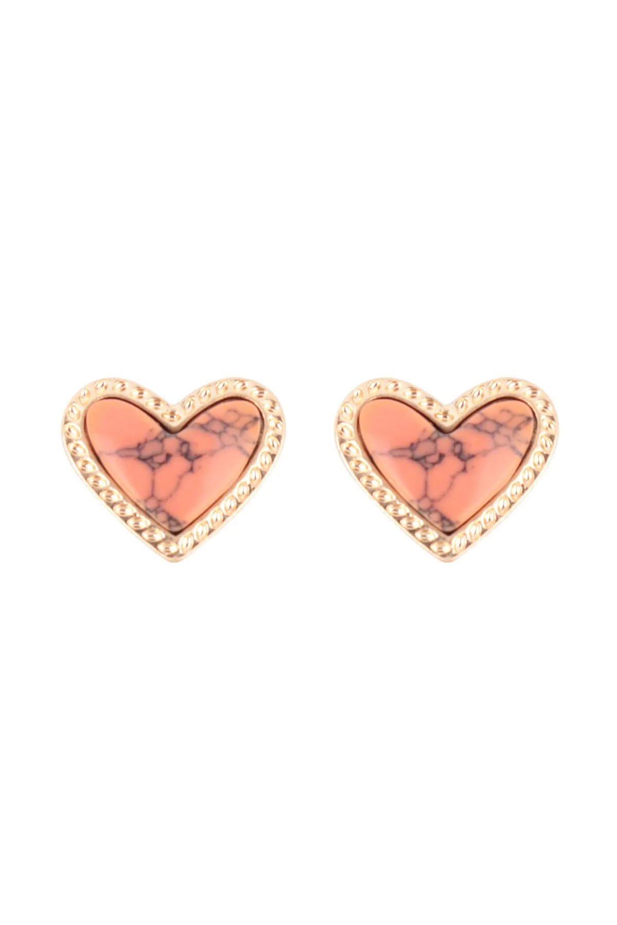 HEART NATURALS STONE STUD EARRINGS