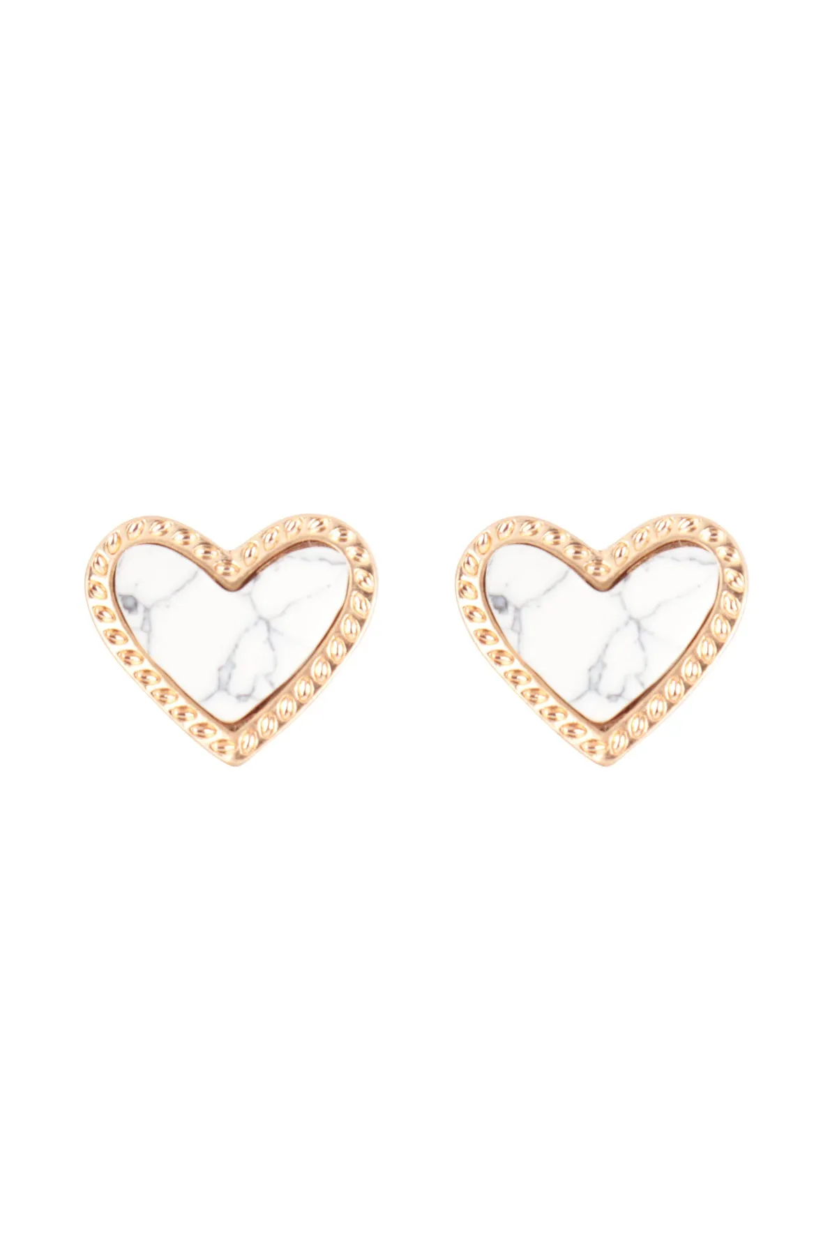 HEART NATURALS STONE STUD EARRINGS