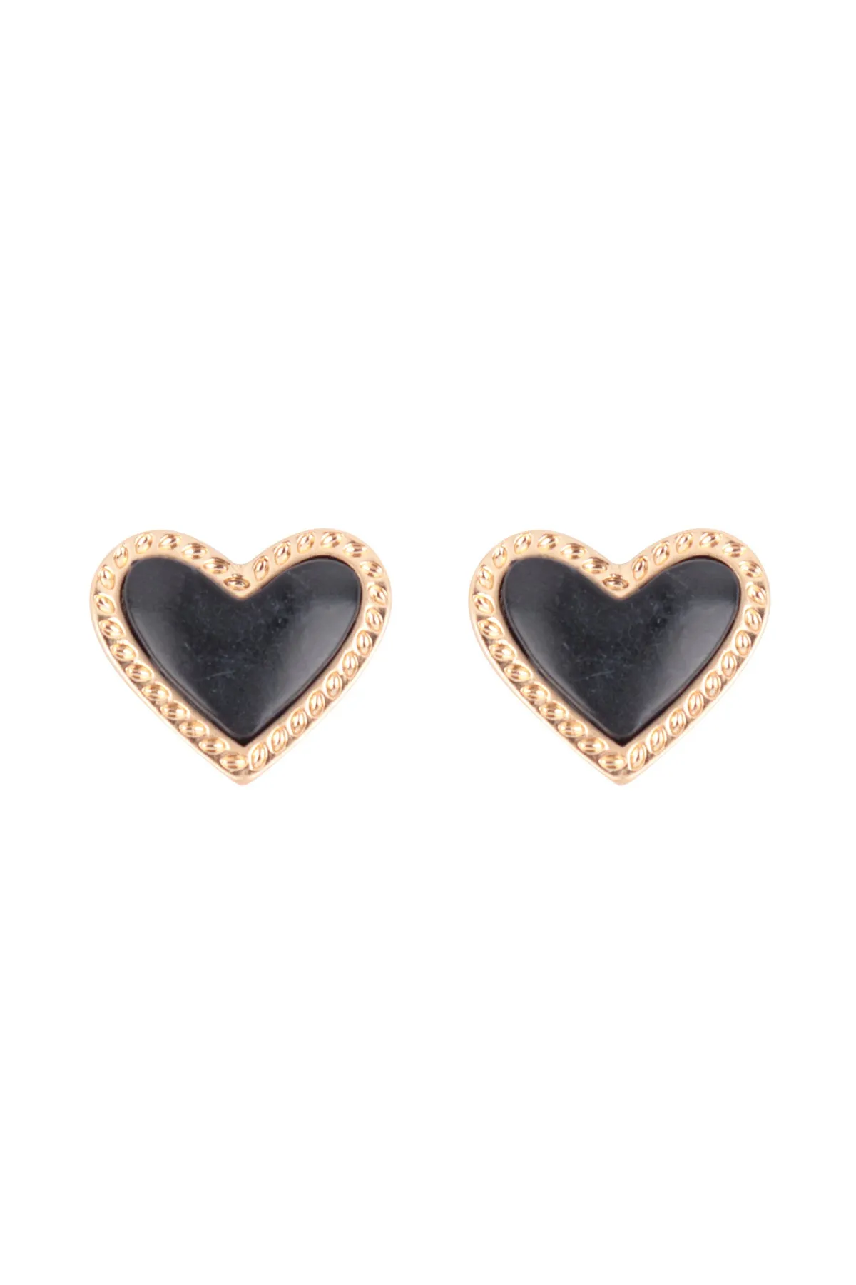 HEART NATURALS STONE STUD EARRINGS