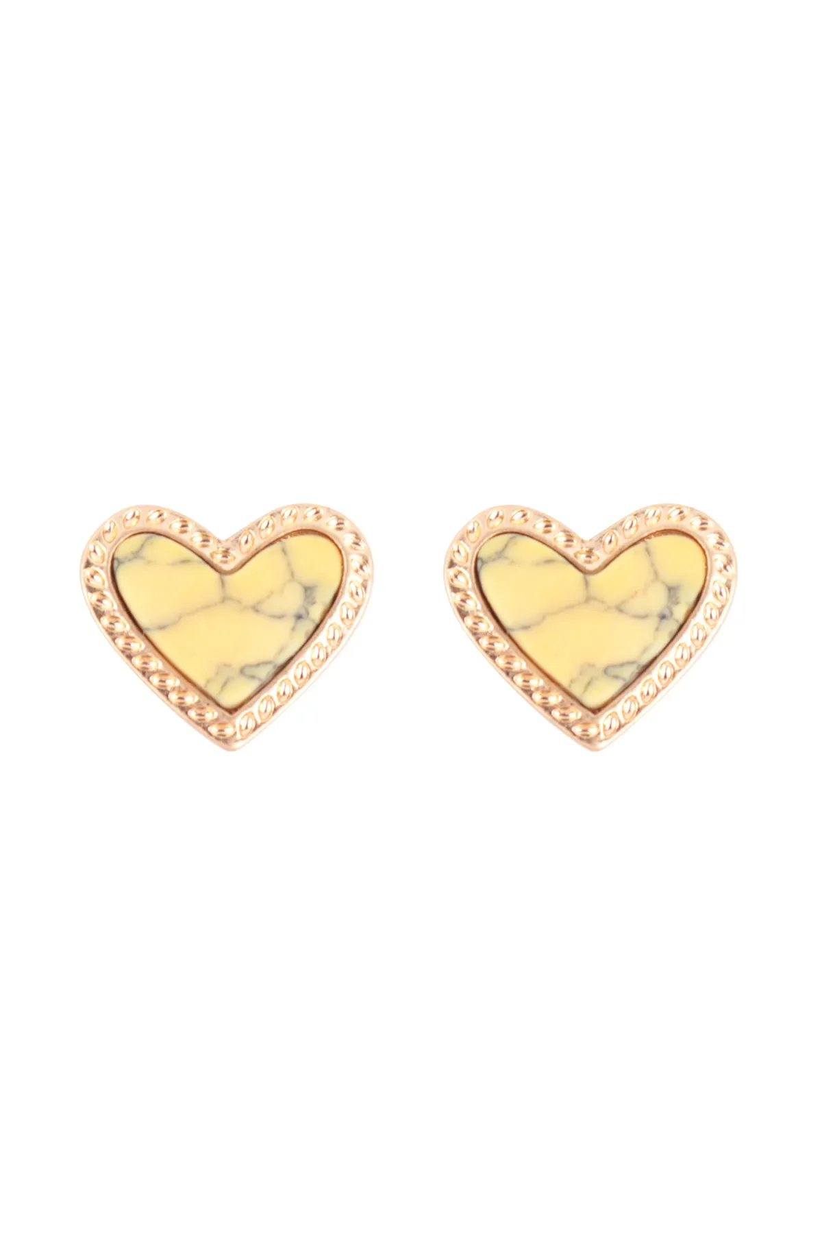 HEART NATURALS STONE STUD EARRINGS
