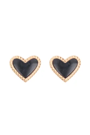 HEART NATURALS STONE STUD EARRINGS