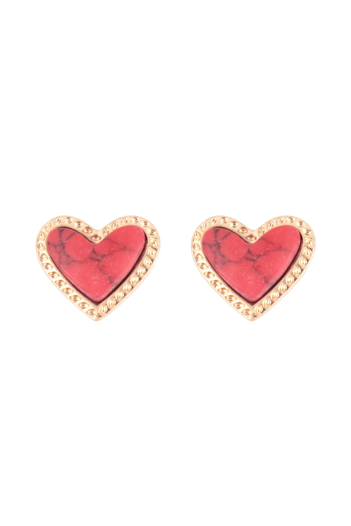 HEART NATURALS STONE STUD EARRINGS