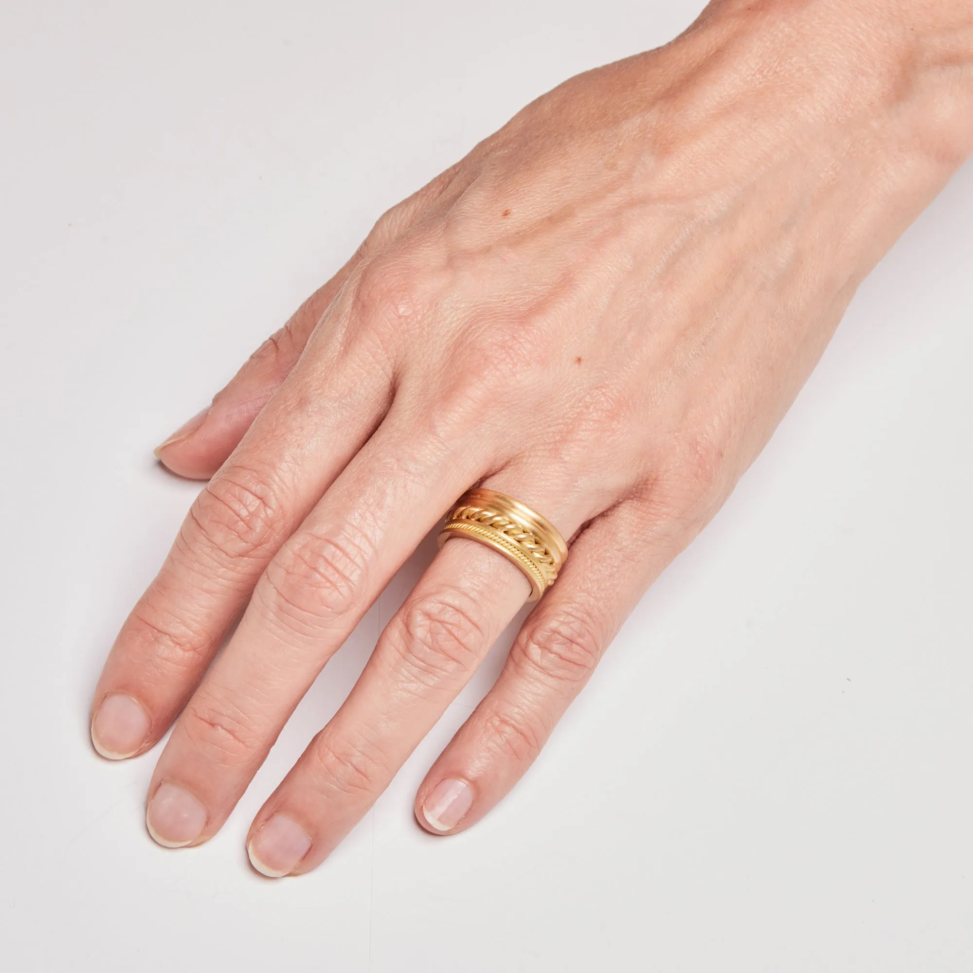 Hitched Trio Band in 20K Peach Gold