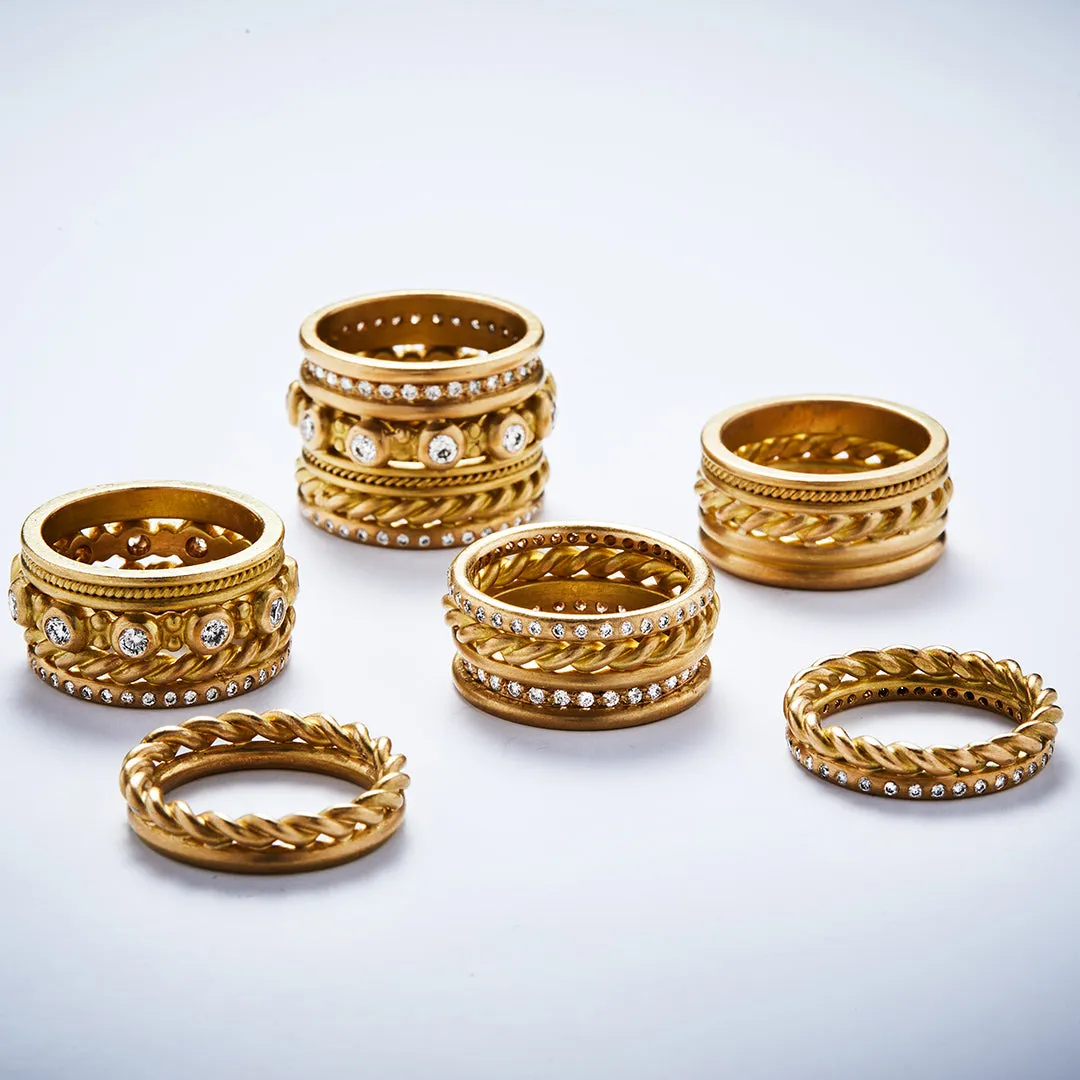 Hitched Trio Band in 20K Peach Gold