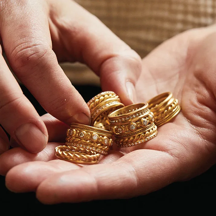 Hitched Trio Band in 20K Peach Gold