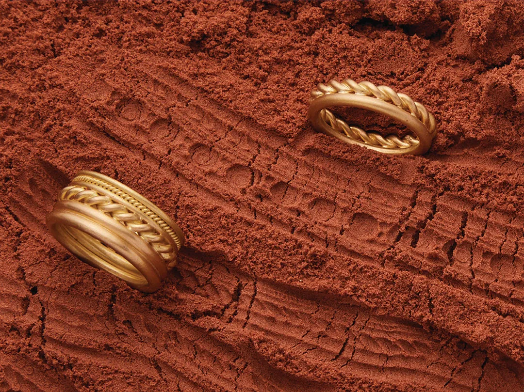 Hitched Trio Band in 20K Peach Gold