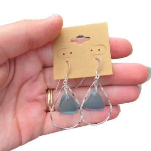 Hoop Sea Glass Earrings in Light Blue