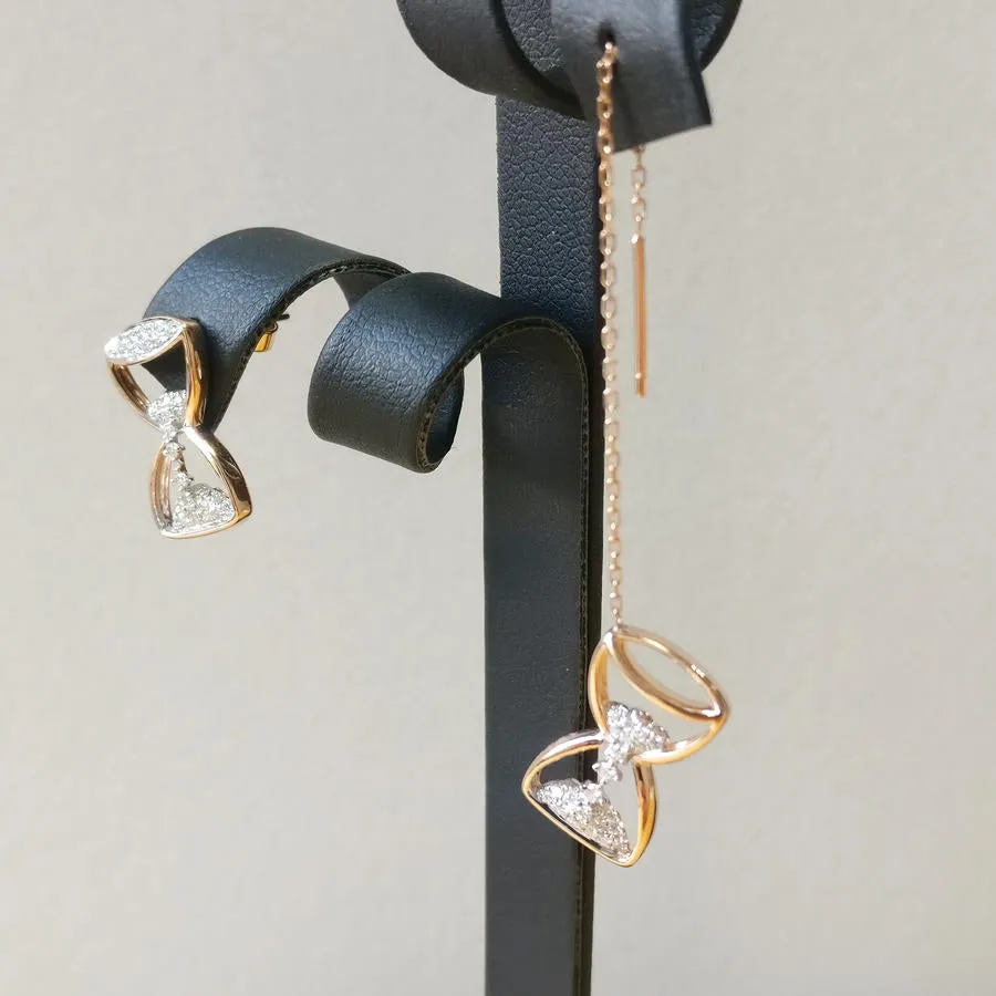 「Hourglass」 Rose Gold Diamond earrings