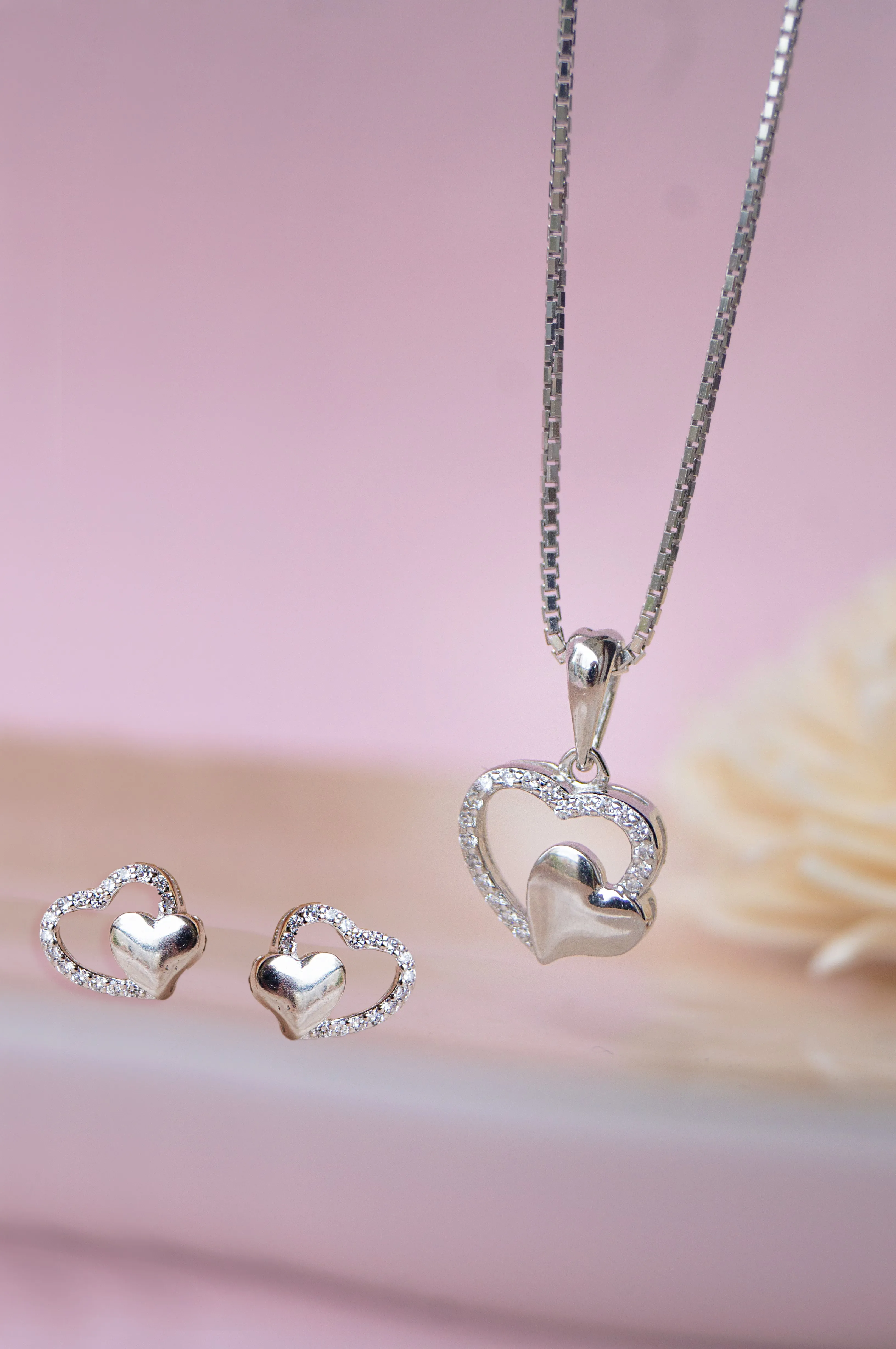 In Your Heart Sterling Silver Pendant Set