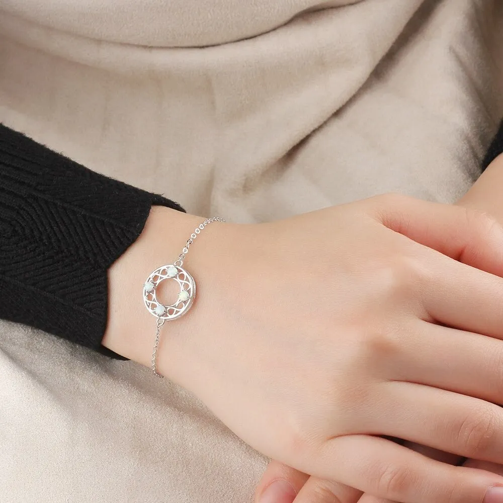 Infinity Hollow Round Milky Opal Stone Bracelets
