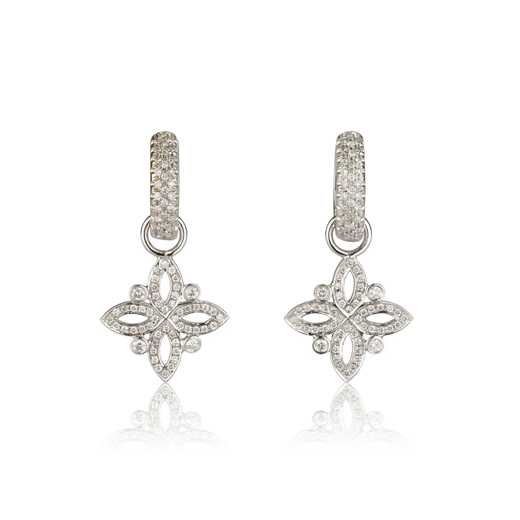 Iris diamond huggie earrings with