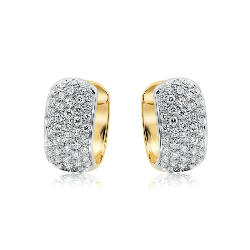 Italian Gold Diamond Huggie Earring 1.73CT