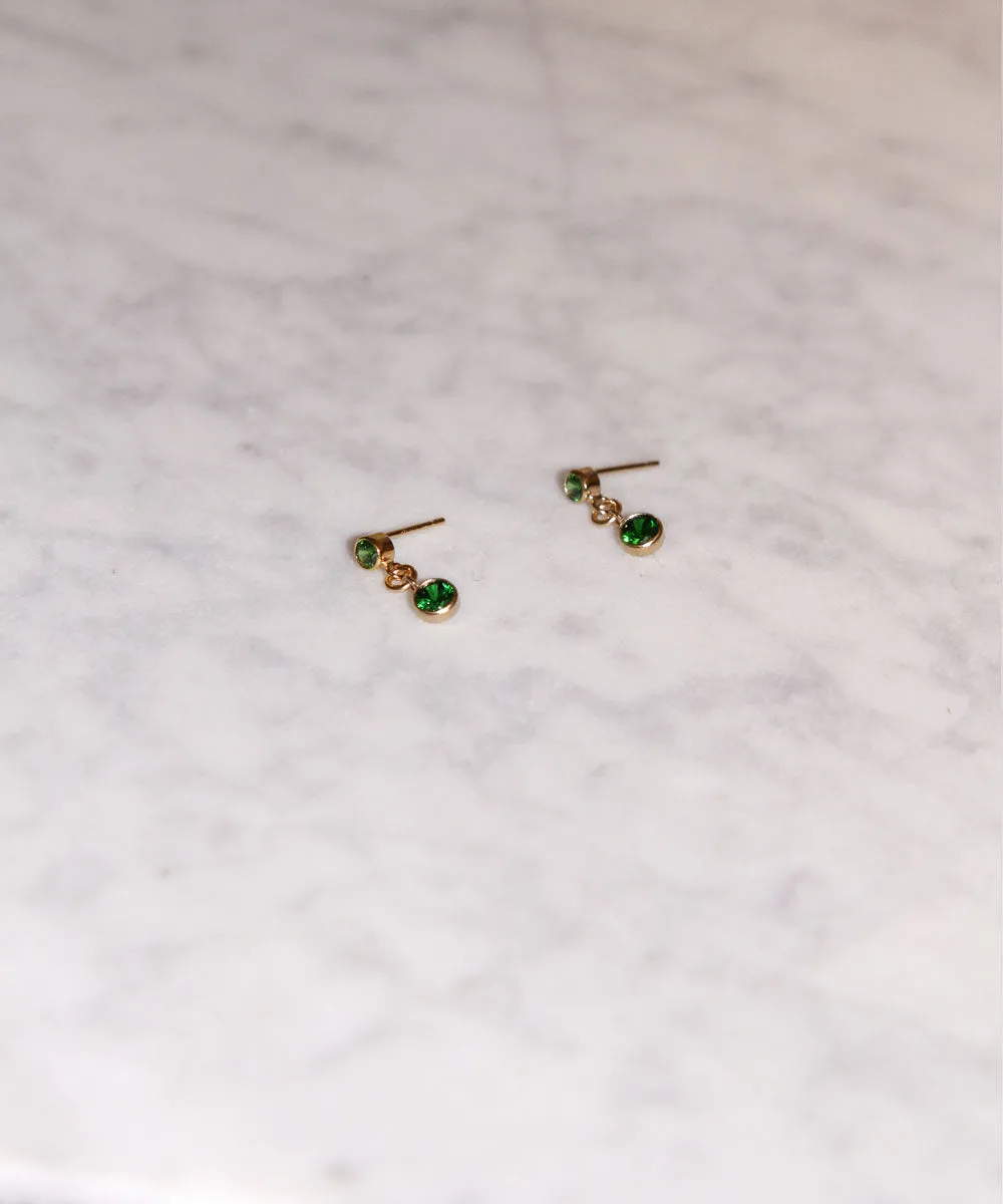 Jewel Drop Stud Earrings - Green