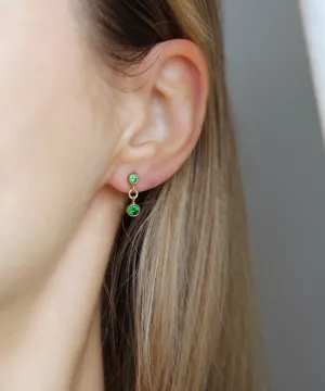 Jewel Drop Stud Earrings - Green