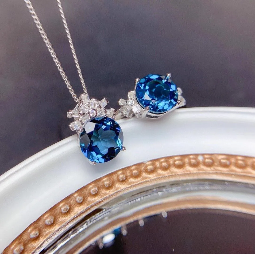 Jewellery Set London Blue Stones Pendants