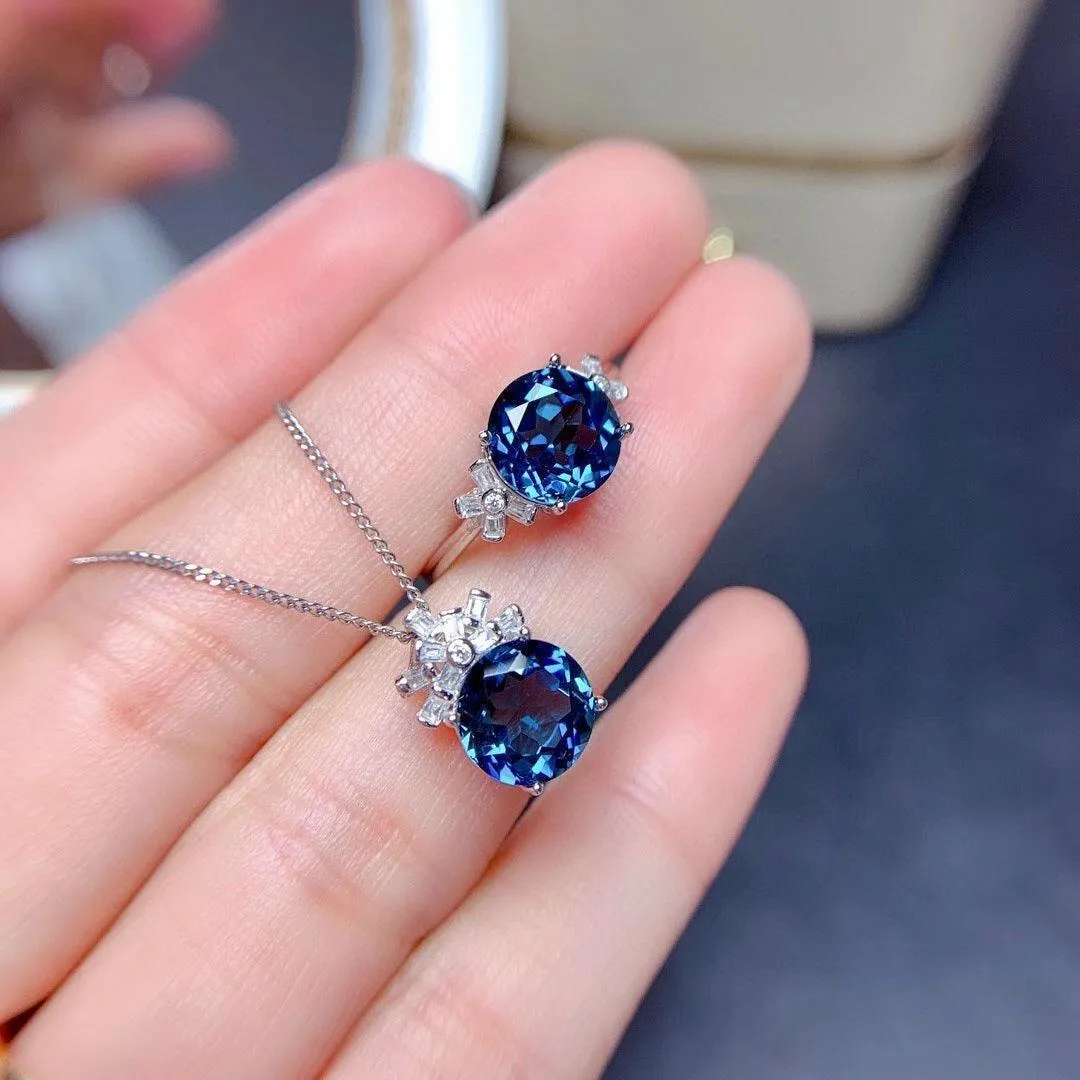 Jewellery Set London Blue Stones Pendants