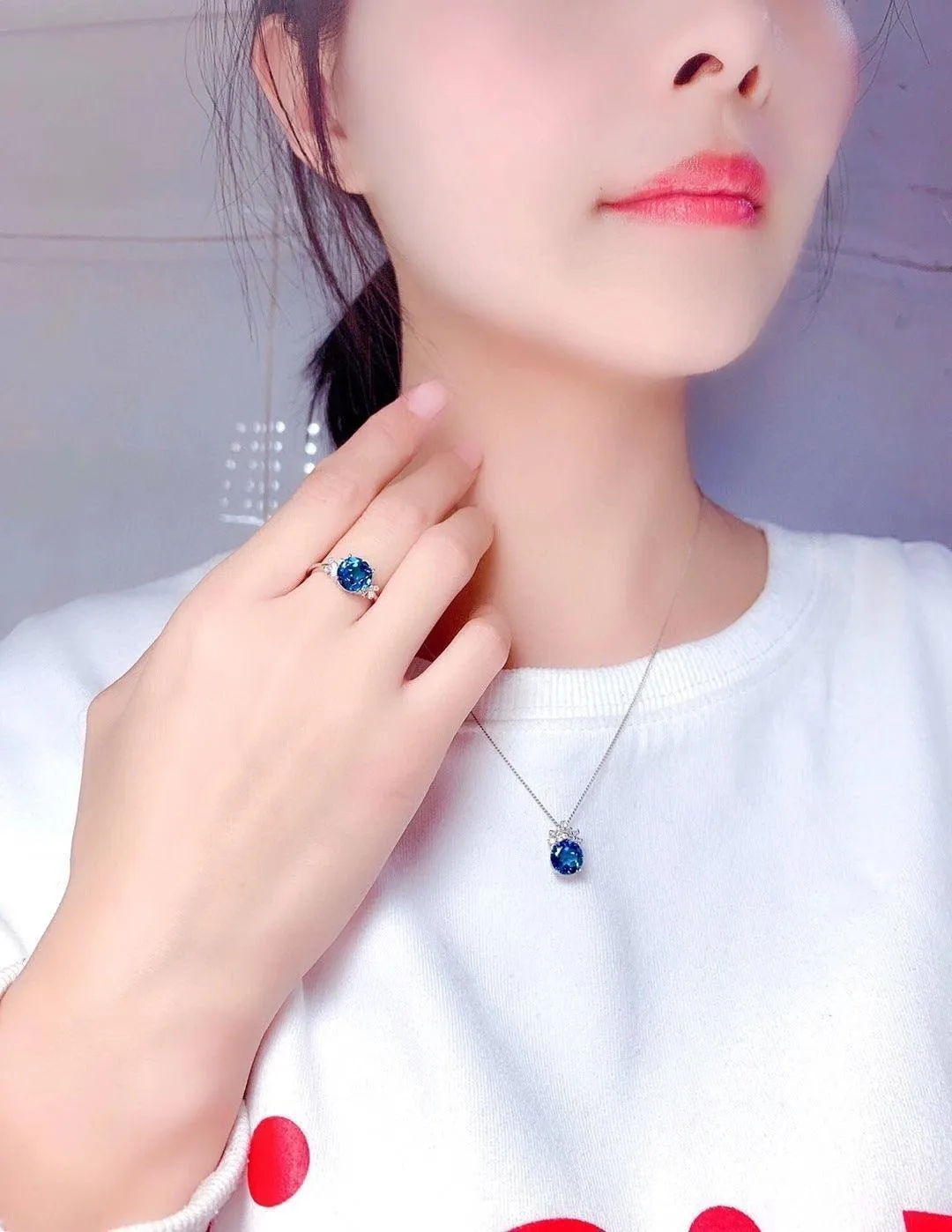 Jewellery Set London Blue Stones Pendants