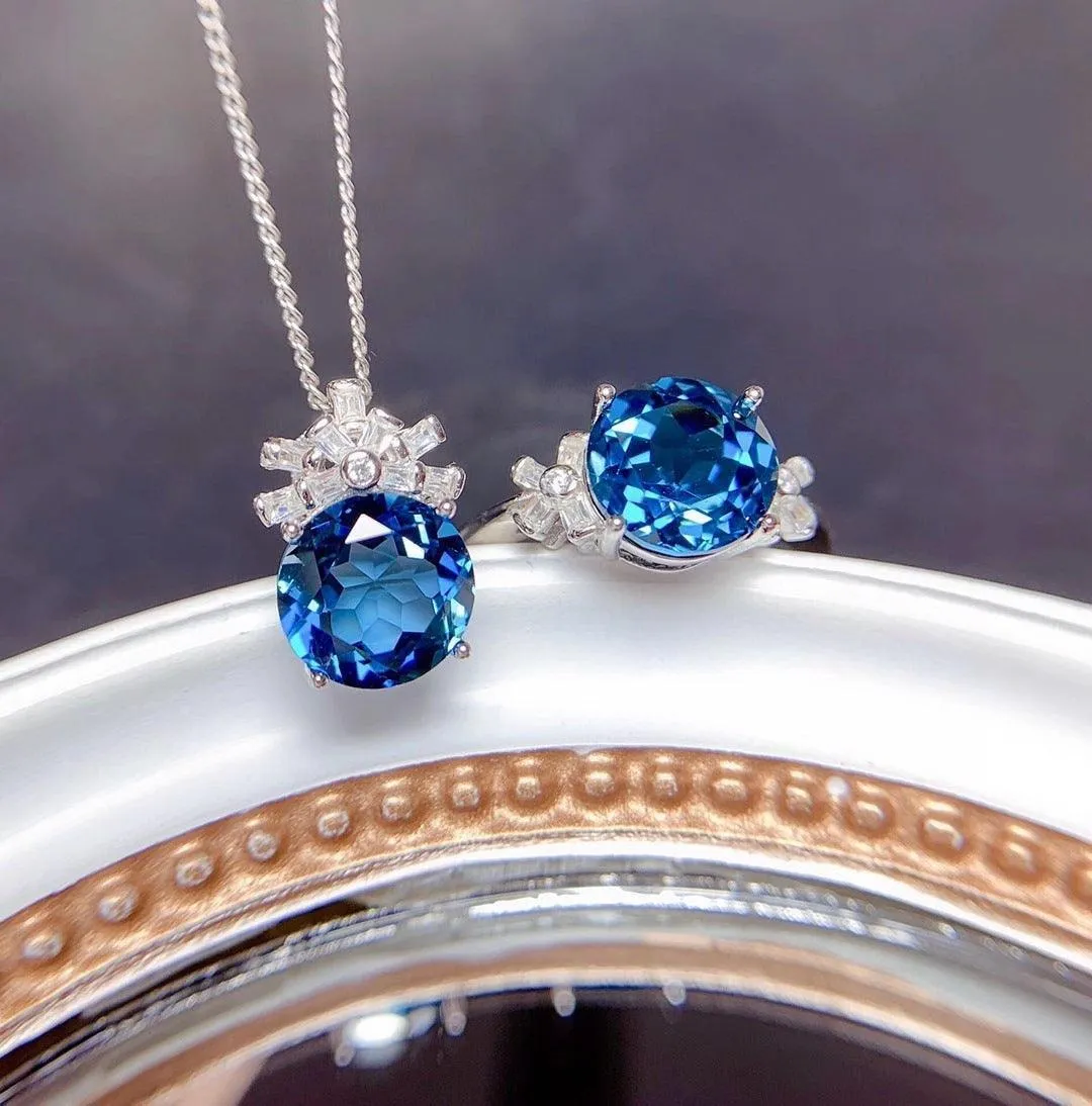 Jewellery Set London Blue Stones Pendants
